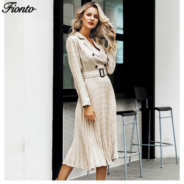 casual dresses fionto autumn vintage pleated belt plaid dress women elegant office ladies blazer long sleeve female midi party, Black;gray
casual dresses fionto autumn vintage pleated belt plaid dress women elegant office ladies blazer long sleeve female midi party, Black;gray