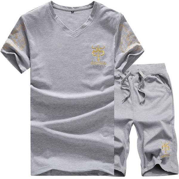 men's tracksuits summer sets print casual men two piece set v-neck t-shirt shorts sportswear plus size sports suit mens clothing o, Gray
men's tracksuits summer sets print casual men two piece set v-neck t-shirt shorts sportswear plus size sports suit mens clothing o, Gray