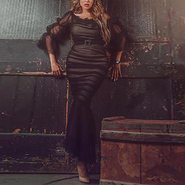 dresses ladies solid color net gauze round neck slim lace midi dress summer 3/4 sleeve black party for women casual, Black;gray
dresses ladies solid color net gauze round neck slim lace midi dress summer 3/4 sleeve black party for women casual, Black;gray