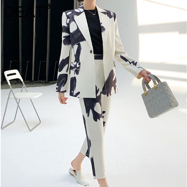 women's two piece pants deat 2021 summer fashion women clothes notched collar full sleeves printed blazer and length set ws69600l, White
women's two piece pants deat 2021 summer fashion women clothes notched collar full sleeves printed blazer and length set ws69600l, White