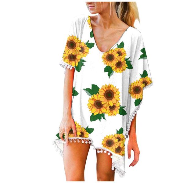 women's swimwear womens floral printing tassel chiffon blouse flowy kimono cardigan casual loose half sleeves sun protection femme, White;black
women's swimwear womens floral printing tassel chiffon blouse flowy kimono cardigan casual loose half sleeves sun protection femme, White;black