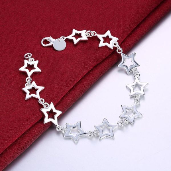 link, chain 925 fashion silver jewelry full cute stars link charms chains bracelet for women female, Black
link, chain 925 fashion silver jewelry full cute stars link charms chains bracelet for women female, Black