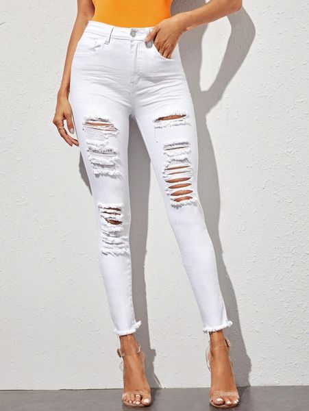 high-waisted distressed raw hem skinny jeans d9qa#, Blue
high-waisted distressed raw hem skinny jeans d9qa#, Blue
