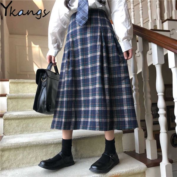 a line pleated plaid students midi women skirt vintage autumn winter skirt female long high waist girls kawaii skirts 210619, Black
a line pleated plaid students midi women skirt vintage autumn winter skirt female long high waist girls kawaii skirts 210619, Black