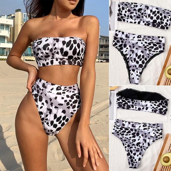 women's swimwear kf-women's split swimsuit outer single tube leopard bikini print, White;black
women's swimwear kf-women's split swimsuit outer single tube leopard bikini print, White;black