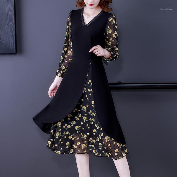 casual dresses 2021spring vintage black print patchwork chiffon dress office lady midi autumn women elegant bodycon party vestidos, Black;gray
casual dresses 2021spring vintage black print patchwork chiffon dress office lady midi autumn women elegant bodycon party vestidos, Black;gray