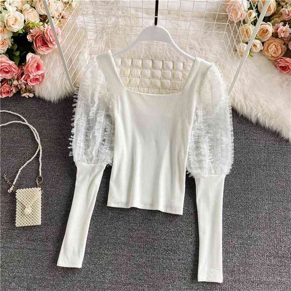 spring and autumn short temperament women's square collar splicing lace lantern sleeve t-shirt uk851 210507, White
spring and autumn short temperament women's square collar splicing lace lantern sleeve t-shirt uk851 210507, White