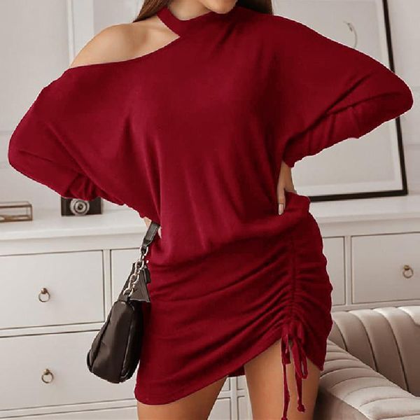 casual dresses elegant long batwing sleeve mini dress female solid color shoulder hollow out round collar high waist ruched drawstring, Black;gray
casual dresses elegant long batwing sleeve mini dress female solid color shoulder hollow out round collar high waist ruched drawstring, Black;gray