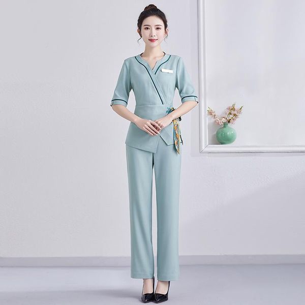 women's two piece pants beauty salon beautician work uniform suits for sauna foot bath navy blue workwear spa massage female clothing s, White
women's two piece pants beauty salon beautician work uniform suits for sauna foot bath navy blue workwear spa massage female clothing s, White