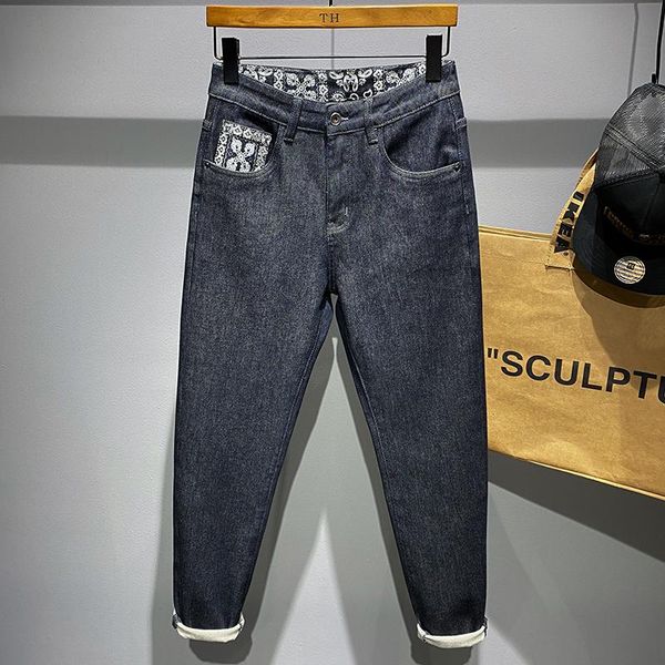 men's jeans young men japanese printed belt pocket hip hop street dance simple sweatpants male denim trousers, Blue
men's jeans young men japanese printed belt pocket hip hop street dance simple sweatpants male denim trousers, Blue