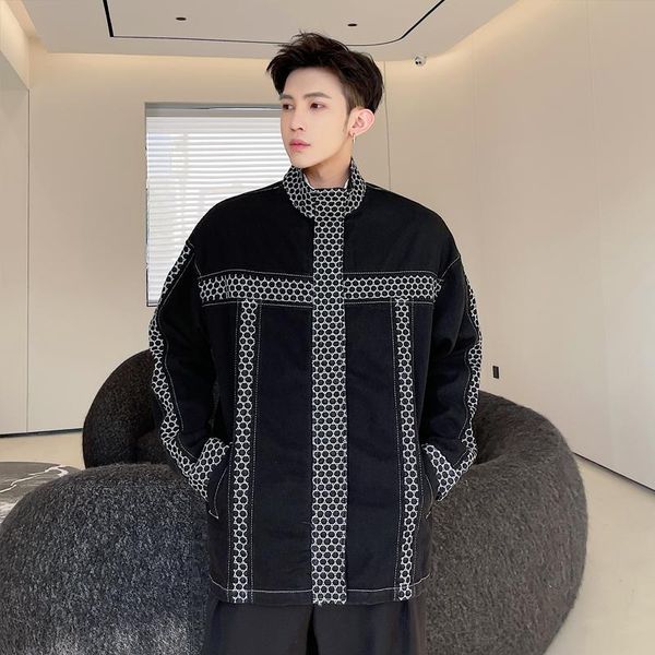 men's jackets autumn and winter men denim jacket personalized lattice stitching fashion korean loose small high collar, Black;brown
men's jackets autumn and winter men denim jacket personalized lattice stitching fashion korean loose small high collar, Black;brown