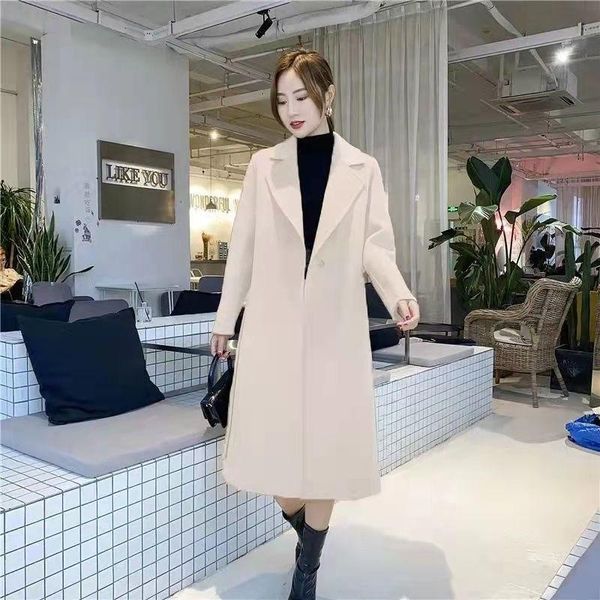 women's wool & blends 2021 autumn winter long outerwear female loose warm jackets clothes ladies double-sided cashmere coats q553, Black
women's wool & blends 2021 autumn winter long outerwear female loose warm jackets clothes ladies double-sided cashmere coats q553, Black