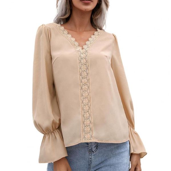 women's blouses & shirts autumn women v-neck blouse shirt long flare sleeve lace hollow out pullover office, White
women's blouses & shirts autumn women v-neck blouse shirt long flare sleeve lace hollow out pullover office, White