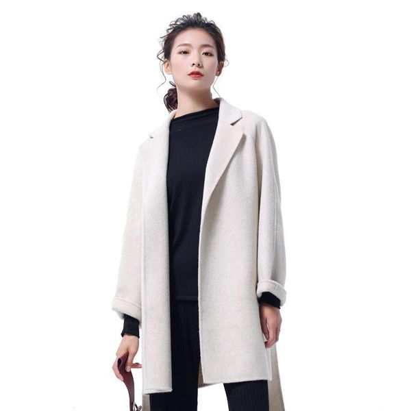 women's wool & blends 2021 women elegant long coat with belt chic outerwear ladies overcoat autumn winter s8716, Black
women's wool & blends 2021 women elegant long coat with belt chic outerwear ladies overcoat autumn winter s8716, Black