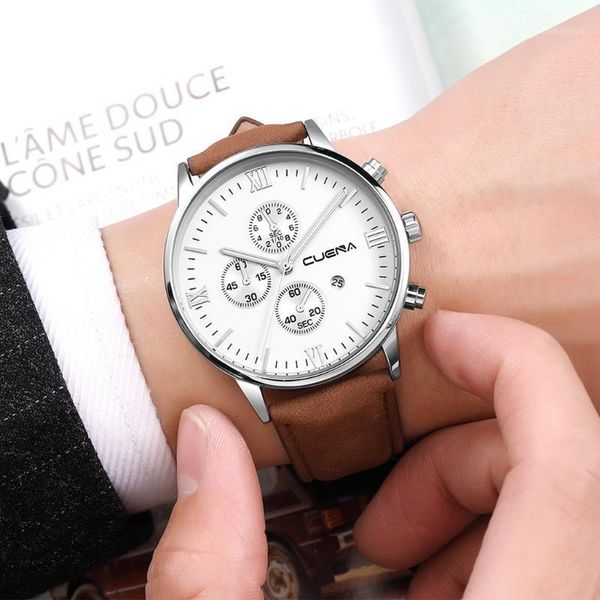 wristwatches cuena fashion mens watches quartz stainless steel dial casual bracele clock wrist orologio uomo, Slivery;brown
wristwatches cuena fashion mens watches quartz stainless steel dial casual bracele clock wrist orologio uomo, Slivery;brown
