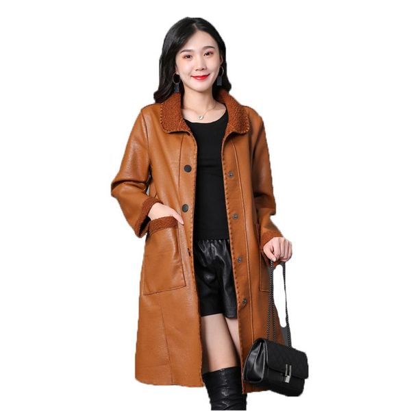 women's leather & faux 2021 mom winter warm long jacket women plus size loose casual korean black khaki fashion coat n1224
women's leather & faux 2021 mom winter warm long jacket women plus size loose casual korean black khaki fashion coat n1224