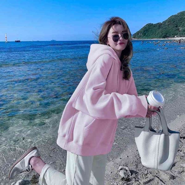 women's sweater autumn thin 2021 new pink loose large women's dress lazy wind plush hooded coat, Black
women's sweater autumn thin 2021 new pink loose large women's dress lazy wind plush hooded coat, Black
