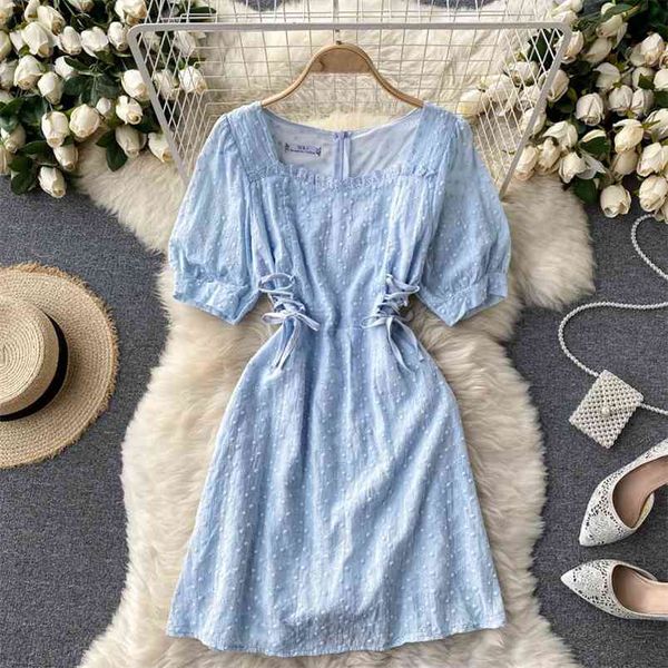 summer women short sleeve hollow out lace-up a line dress ladies sweet mini dresses 210428, Black;gray
summer women short sleeve hollow out lace-up a line dress ladies sweet mini dresses 210428, Black;gray
