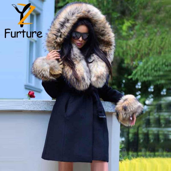 women's fur & faux 2021 nature raccoon collar coat temperament women winter outerwear witch hat woolen female hooded jacket, Black
women's fur & faux 2021 nature raccoon collar coat temperament women winter outerwear witch hat woolen female hooded jacket, Black