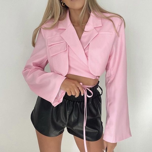 women's suits & blazers 2021 fashion elegant office lady blazer women split long sleeve solid bandage short jacket sweet casual coat cr, White;black
women's suits & blazers 2021 fashion elegant office lady blazer women split long sleeve solid bandage short jacket sweet casual coat cr, White;black