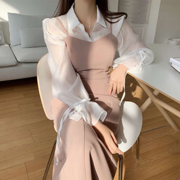 casual dresses dress women clothesfrench lapel perspective lace up flared sleeve shirt + slim fishtail susp 8xdl, Black;gray
casual dresses dress women clothesfrench lapel perspective lace up flared sleeve shirt + slim fishtail susp 8xdl, Black;gray