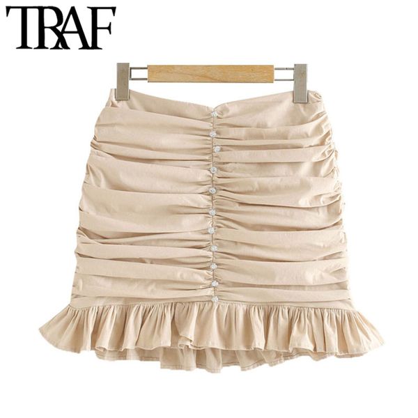 traf women chic fashion appliques ruffled pleated mini skirt vintage high waist back zipper female skirts mujer 210415, Black
traf women chic fashion appliques ruffled pleated mini skirt vintage high waist back zipper female skirts mujer 210415, Black