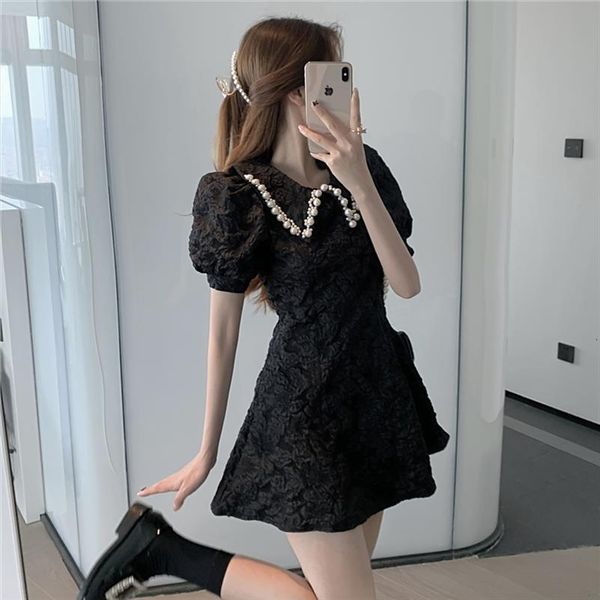 summer vintage elegant high waist women dresses slim temperament black pearl lapel puff sleeve dress short jacquard floral print sexy, Black;gray
summer vintage elegant high waist women dresses slim temperament black pearl lapel puff sleeve dress short jacquard floral print sexy, Black;gray