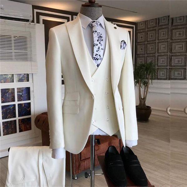 men's suits & blazers formal business ivory white men 3 pieces slim fit custom casual groom wedding prom jacket vest pants dress, White;black
men's suits & blazers formal business ivory white men 3 pieces slim fit custom casual groom wedding prom jacket vest pants dress, White;black