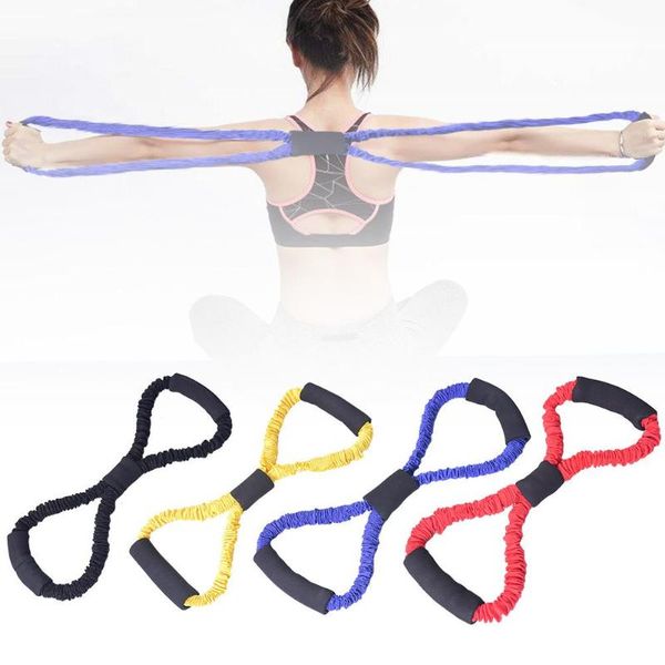 yoga gum fitness resistance 8 word chest expander rope workout muscle rubber elastic bands sports exercise 20-80lb