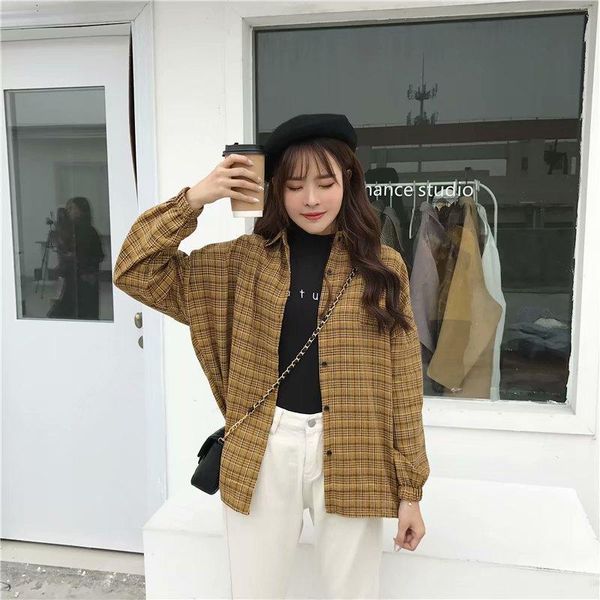 women's blouses & shirts iclosam woman vintage plaid shirt single breasted turn-down collar cotton long sleeve button feminina blouse, White
women's blouses & shirts iclosam woman vintage plaid shirt single breasted turn-down collar cotton long sleeve button feminina blouse, White