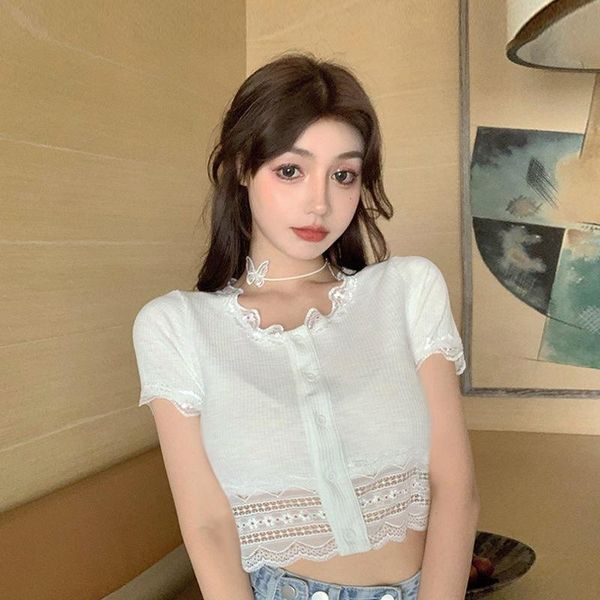 women's t-shirt lace women cardigan crop hollow slim bandage streetwear knitting cropped skinny tee summer white
women's t-shirt lace women cardigan crop hollow slim bandage streetwear knitting cropped skinny tee summer white