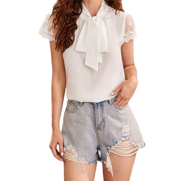 summer short sleeve loose casual shirt women white lace spliced bow o neck ruffles elegant blouse female blusas women's blouses & shirt
summer short sleeve loose casual shirt women white lace spliced bow o neck ruffles elegant blouse female blusas women's blouses & shirt