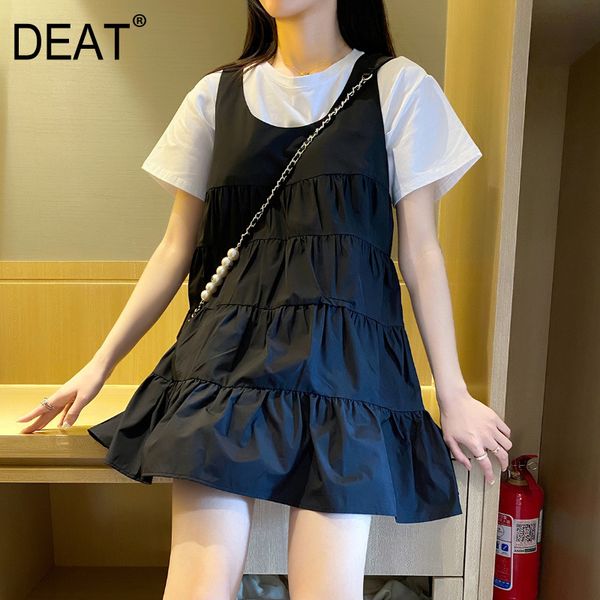 deat summer fashion women clothes sleeves pleated pullover round neck thin black a-line dress female vestido wr31401m 210428, Black;gray
deat summer fashion women clothes sleeves pleated pullover round neck thin black a-line dress female vestido wr31401m 210428, Black;gray