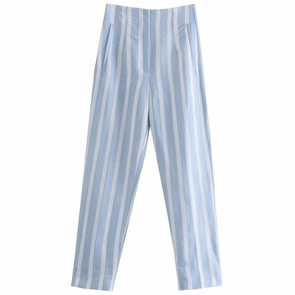 women's pants & capris zhenbaili za woman 2021 zipper closed high waist blue striped casual ankle length straight leg linen female trou, Black;white
women's pants & capris zhenbaili za woman 2021 zipper closed high waist blue striped casual ankle length straight leg linen female trou, Black;white