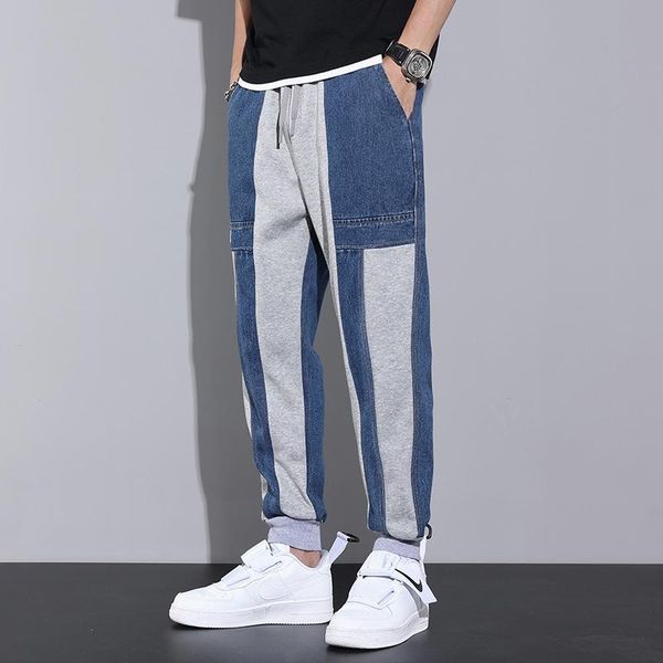 men's jeans casual men denim pants spliced drawstring harem trousers male ankle length tie-feet black blue -5xl
men's jeans casual men denim pants spliced drawstring harem trousers male ankle length tie-feet black blue -5xl