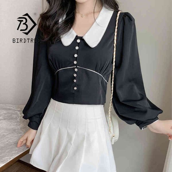 women autumn chiffon single-breasted shirts peter pan collar puff sleeve patchwork blouses t08414r 210419, White
women autumn chiffon single-breasted shirts peter pan collar puff sleeve patchwork blouses t08414r 210419, White