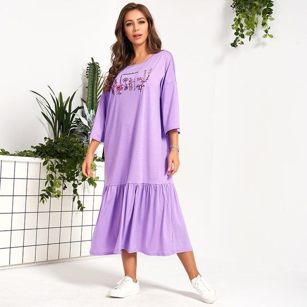 casual dresses 2021 summer dress women purple loose hand drawn floral letter print 3/4 sleeve ruffle hem stitching long midi, Black;gray
casual dresses 2021 summer dress women purple loose hand drawn floral letter print 3/4 sleeve ruffle hem stitching long midi, Black;gray