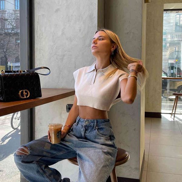 polo 2021 women knitted cropped shirt sleeveless elegant chic lady high fashion casual woman knit crop, White
polo 2021 women knitted cropped shirt sleeveless elegant chic lady high fashion casual woman knit crop, White