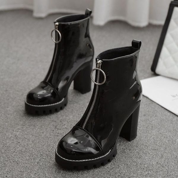 boots autumn and winter 2021 high heeled shoes women's england round head thick waterproof platform lace up cow, Black
boots autumn and winter 2021 high heeled shoes women's england round head thick waterproof platform lace up cow, Black