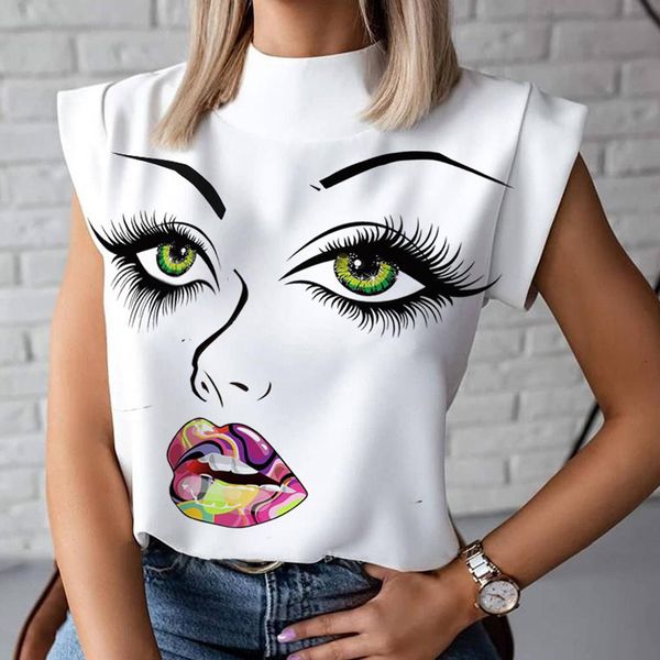 knits knits fashion women summer t-shirts patchwork design stand collar short sleeve eyes mouth nose chain print slim pullovers top, White
knits knits fashion women summer t-shirts patchwork design stand collar short sleeve eyes mouth nose chain print slim pullovers top, White