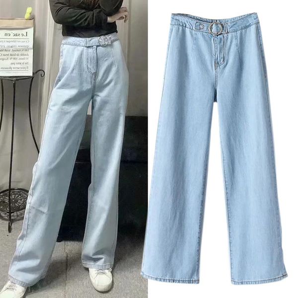 women's jeans wesay jesi 2021 summer waist belt adjustable all-match casual loose cotton straight wide leg pants, Blue
women's jeans wesay jesi 2021 summer waist belt adjustable all-match casual loose cotton straight wide leg pants, Blue