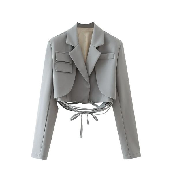 women's suits & blazers 2021 spring autumn women gray cardigan lace-up pocket short blazer coat vintage female outerwear office lady ch, White;black
women's suits & blazers 2021 spring autumn women gray cardigan lace-up pocket short blazer coat vintage female outerwear office lady ch, White;black