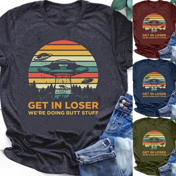 women's t-shirt harajuku oversized t shirt women funny ufo 'get in loser' print short sleeve woman tshirts t-shirty damskie, White
women's t-shirt harajuku oversized t shirt women funny ufo 'get in loser' print short sleeve woman tshirts t-shirty damskie, White