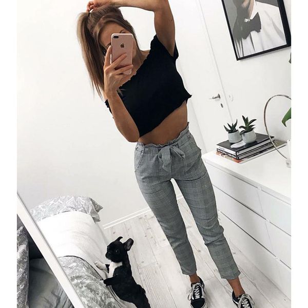 fashion plaid cropped casual thin women capris skinny harem slim straight 9, Black;white
fashion plaid cropped casual thin women capris skinny harem slim straight 9, Black;white