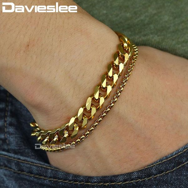 link, chain davieslee double bracelets for men stainless steel box curb cuban link men's bracelet 2021 male jewelry gifts ldbm28, Black
link, chain davieslee double bracelets for men stainless steel box curb cuban link men's bracelet 2021 male jewelry gifts ldbm28, Black