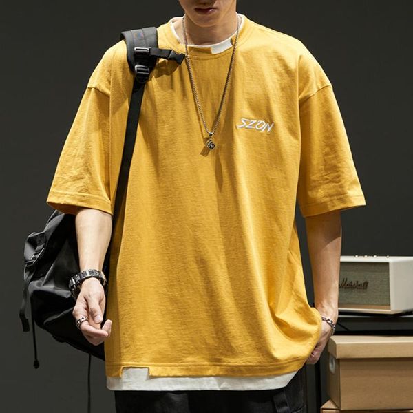 men's t-shirts korean fashion oversized t shirt men clothing pullover loose fit short sleeve solid color overlap bottom 2021, White;black
men's t-shirts korean fashion oversized t shirt men clothing pullover loose fit short sleeve solid color overlap bottom 2021, White;black