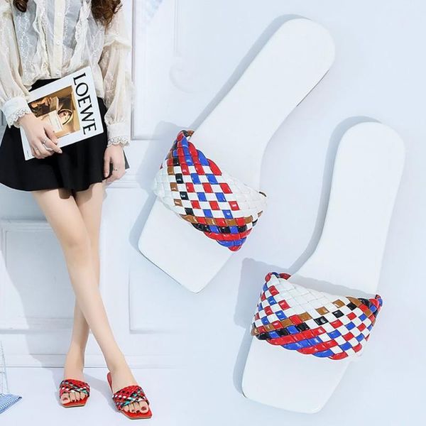 sandals 2021 summer women's woven slippers casual square toe flat heel lazy beach shoes, Black
sandals 2021 summer women's woven slippers casual square toe flat heel lazy beach shoes, Black