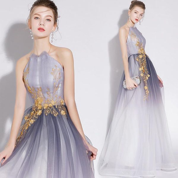 party dresses elegant halter neck gradient grey gold lace vestidos de festa tulle backless a-line formal long evening prom gowns, White;black
party dresses elegant halter neck gradient grey gold lace vestidos de festa tulle backless a-line formal long evening prom gowns, White;black