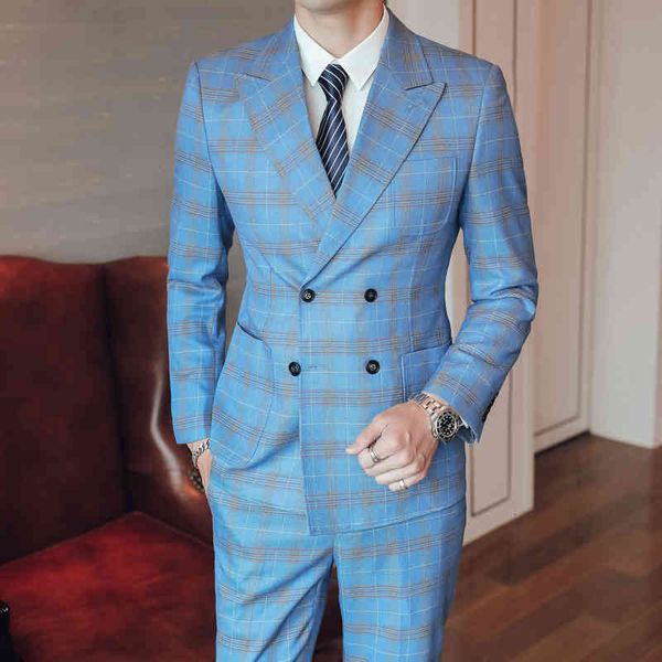 men's suits & blazers (jacket + vest pants) male suit with double breasted thin business casual plaid blazers wedding gowns groom 3 par, White;black
men's suits & blazers (jacket + vest pants) male suit with double breasted thin business casual plaid blazers wedding gowns groom 3 par, White;black
