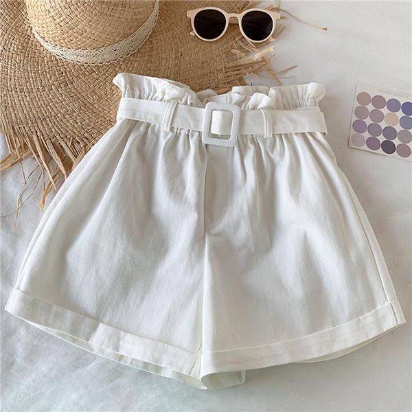 women's shorts rolled wide-leg short for women korean retro elastic waist loose casual pants with belt a line femme, White;black
women's shorts rolled wide-leg short for women korean retro elastic waist loose casual pants with belt a line femme, White;black